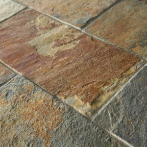 This angled shot shows some of the intricate coloring of natural slate.